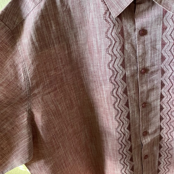 Cubavera Men’s Guayabera Shirt | 2XLT | Red/Burgundy | Short Sleeve | Like New - Picture 4 of 6